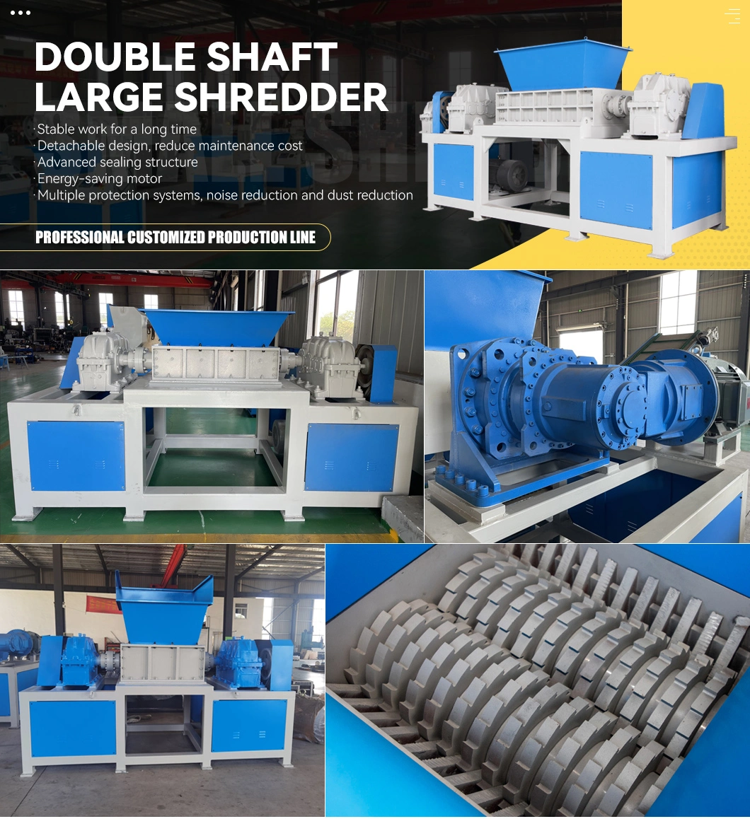 Free Blades Knives!!!Heavy Duty Offsite Large Capacity Double Shaft Dead Animals Poultry Beef/Pig/Chicken Meat/Bone/Carcass/Body Shredder with Production Line