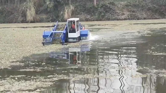 Barco cortador de grama para lixo aquático para limpeza de usina hidrelétrica de rio