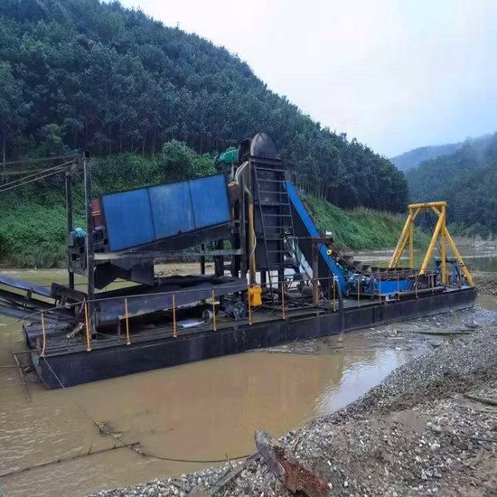 Conjuntos de geradores elétricos 50/100/150/200 t Rio areia corrente balde draga de ouro draga de mineração de diamante para equipamentos de mineração/máquinas de mineração/pó de ferro/estanho